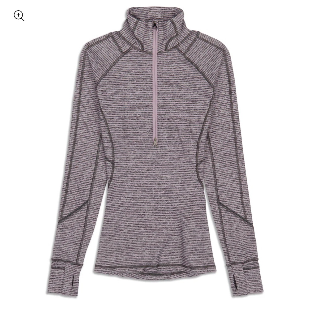 Lululemon Race Your Pace 1/2 Zip Hyper Stripe Mauvelous Heathered Black Size 8